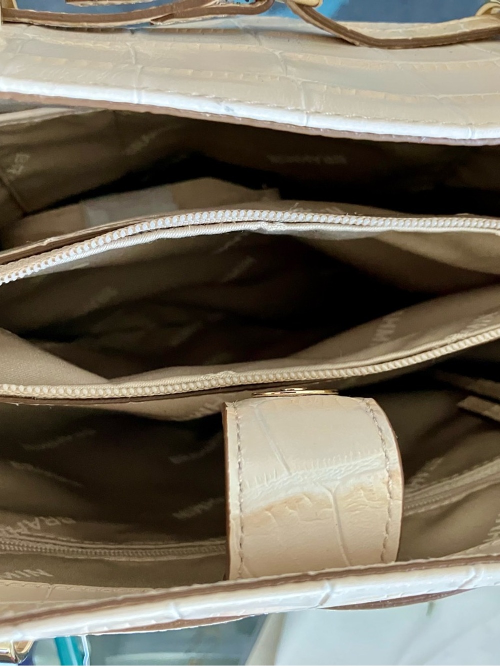 Brahmin Cream Crocodile-Embossed Shoulder Bag - Picture 12 of 14